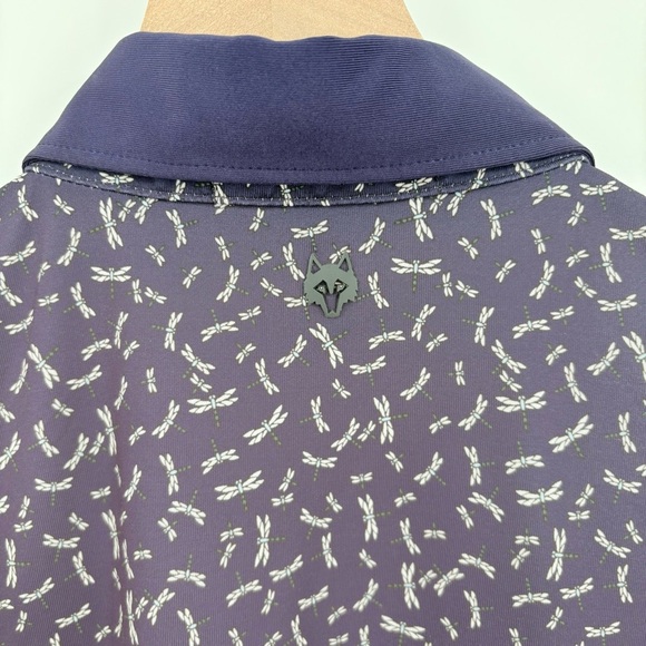 Greyson Men's Navy Patterned Dragonfly Golf Polo Shirt Small - Picture 3 of 7